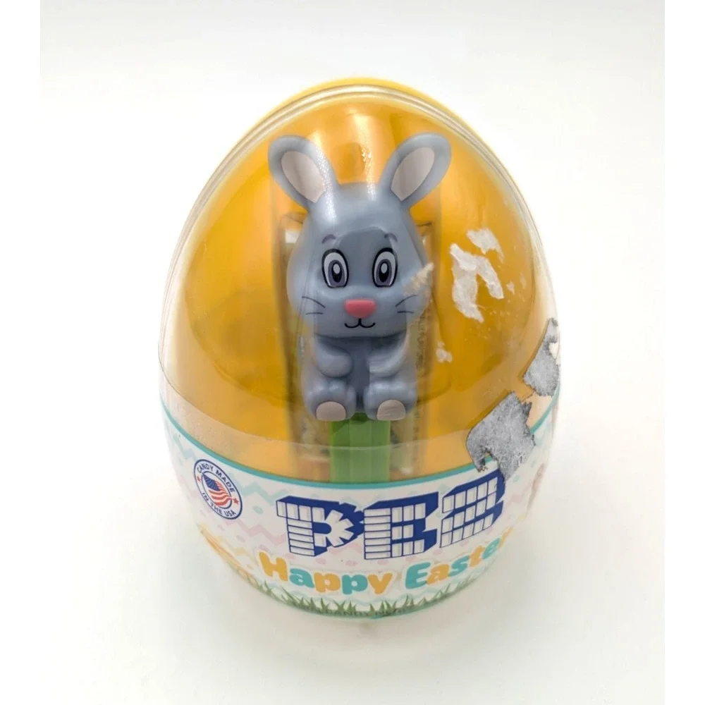 PEZ Happy Easter Green Egg Mini gray bunny w/green Stem Gift